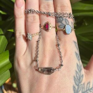 Black herk diamond built in necklace